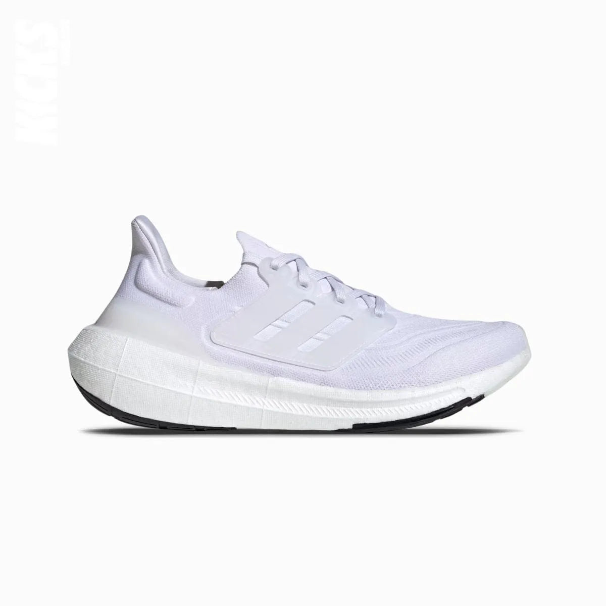 A white Adidas Ultraboost Light replacement shoe lace on a white background.