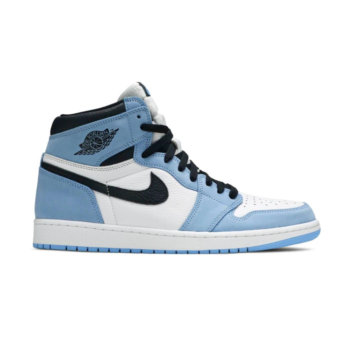 Jordan University Blue with black replacement laces by Kicks Shoelaces