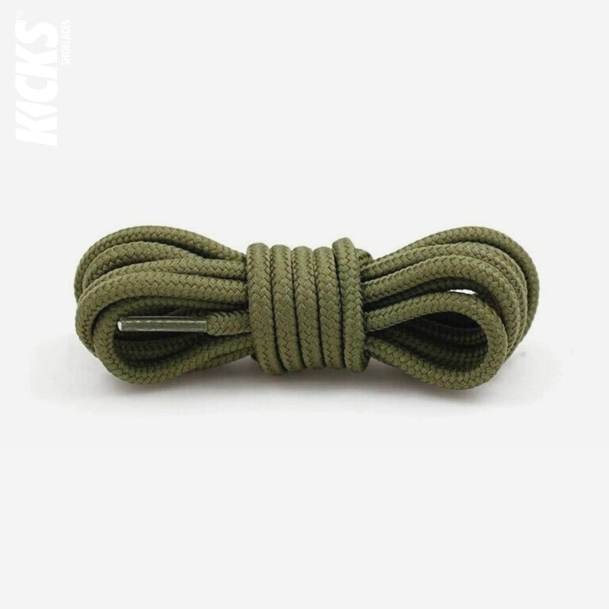 Army green replacement laces for Nike Air Max 95 sneakers, round shoelaces by Kicks Shoelaces