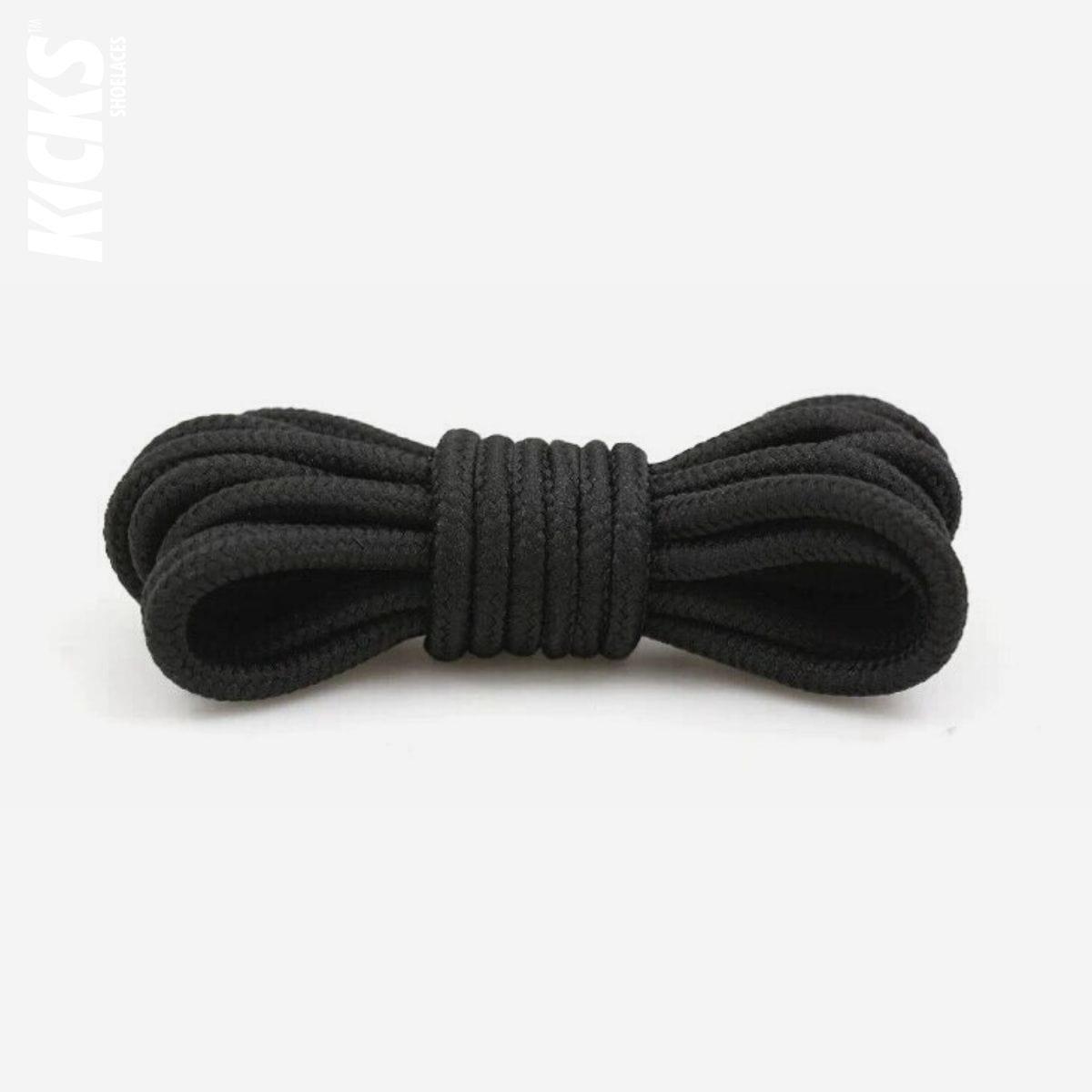 Black replacement laces for Nike Air Max 95 sneakers, round shoelaces by Kicks Shoelaces