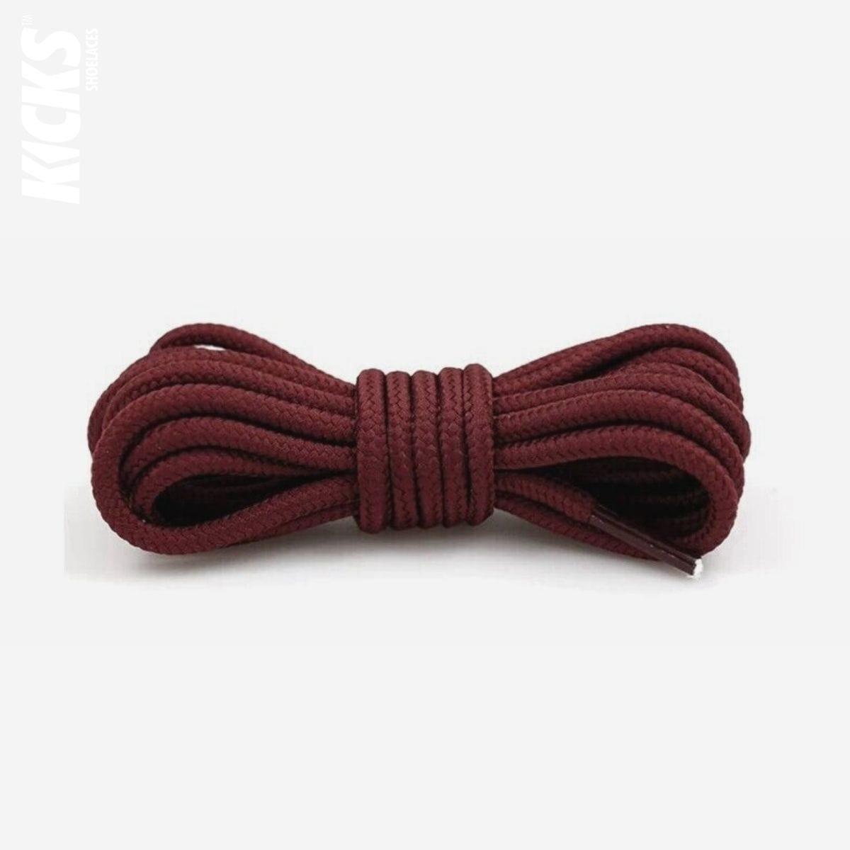 Dark red replacement laces for Nike Air Max 95 sneakers, round shoelaces by Kicks Shoelaces