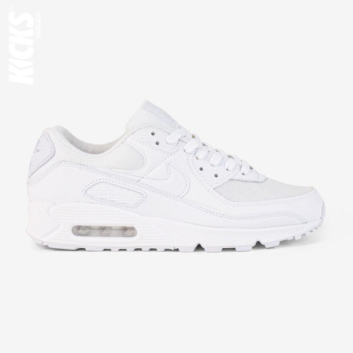 white shoelaces on white lifestyle sneakers, a stylish lace upgrade for everyday shoes by Kicks Shoelaces