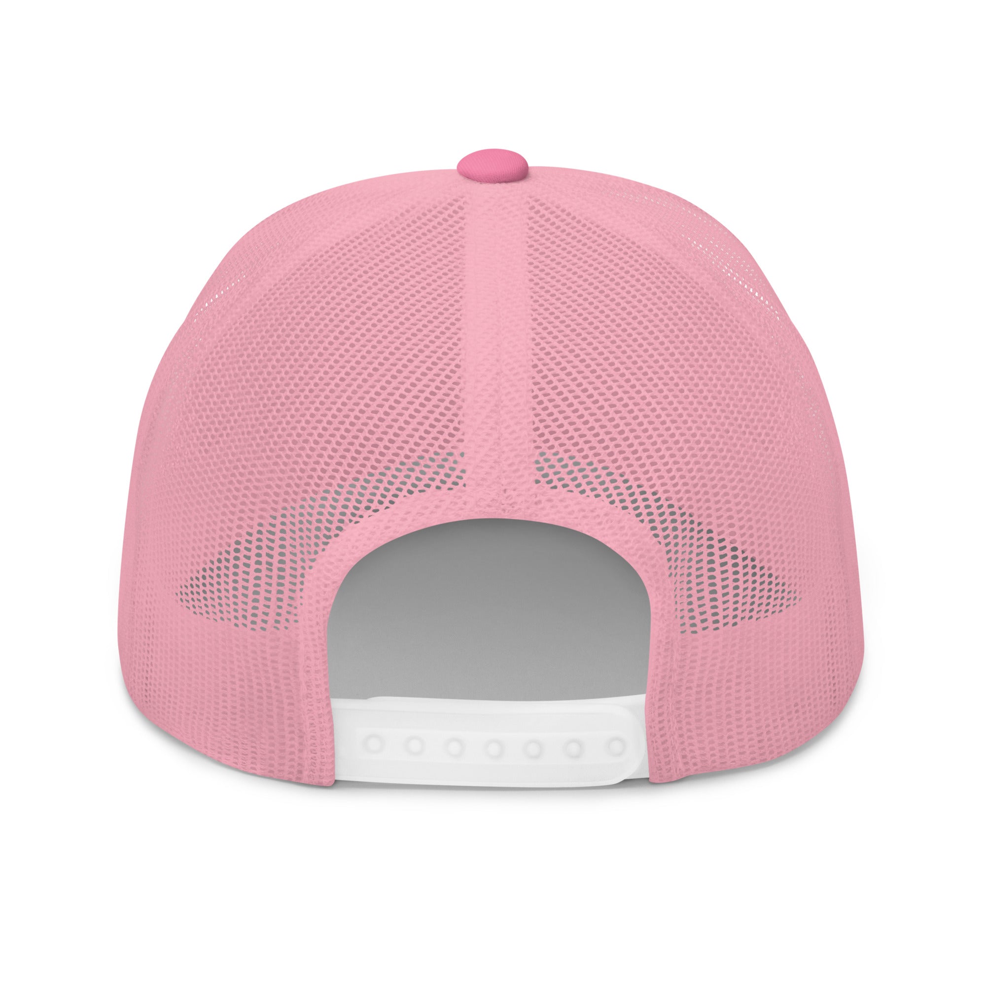 Rear view of Gold Star pink Trucker Cap with adjustable snapback closure