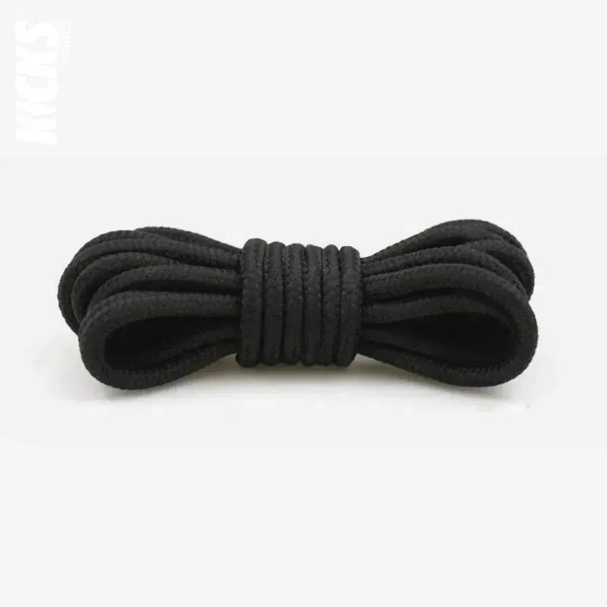 Black replacement laces for Jordan 12 basketball shoes, round shoelaces by Kicks Shoelaces