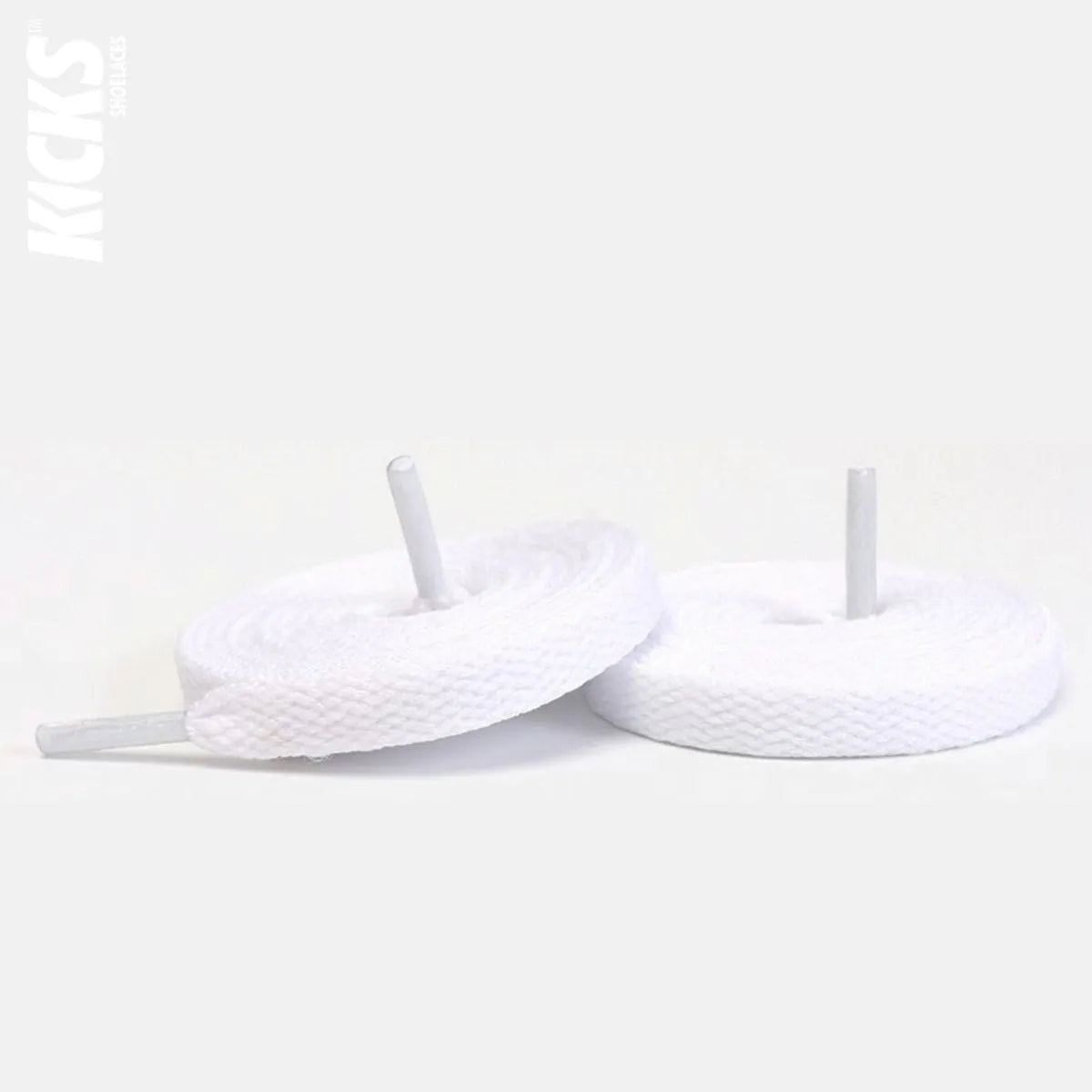 White replacement laces for Nike Air Jordan 8 sneakers by Kicks Shoelaces
