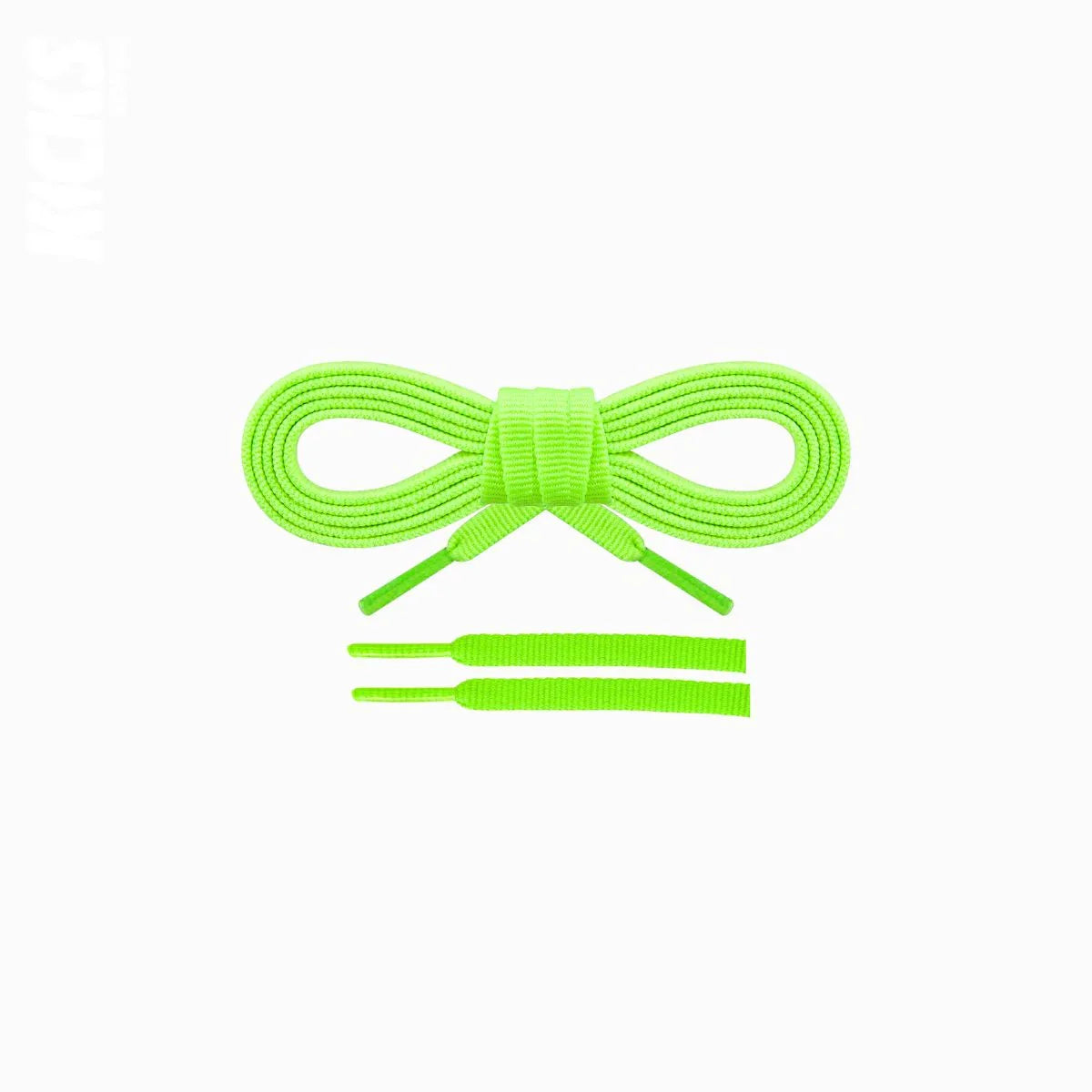 Neon green replacement laces for Asics GEL-NIMBUS 27 by Kicks Shoelaces, premium flat laces for running shoes, available in multiple lengths.