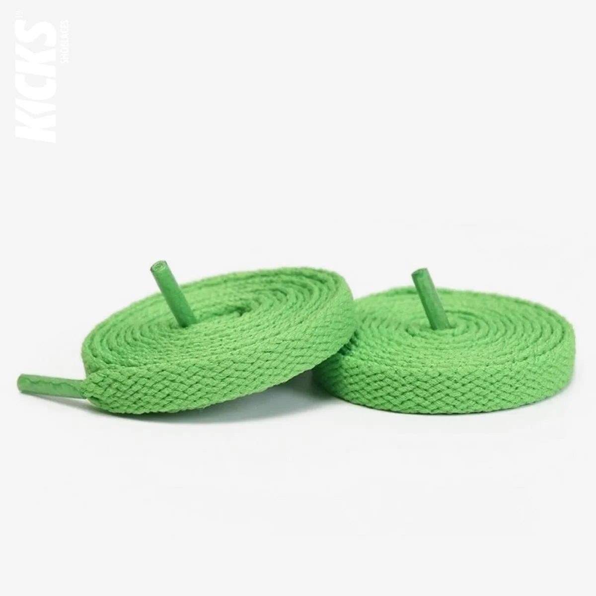 Bright green flat replacement laces for New Balance 550 sneakers by Kicks Shoelaces