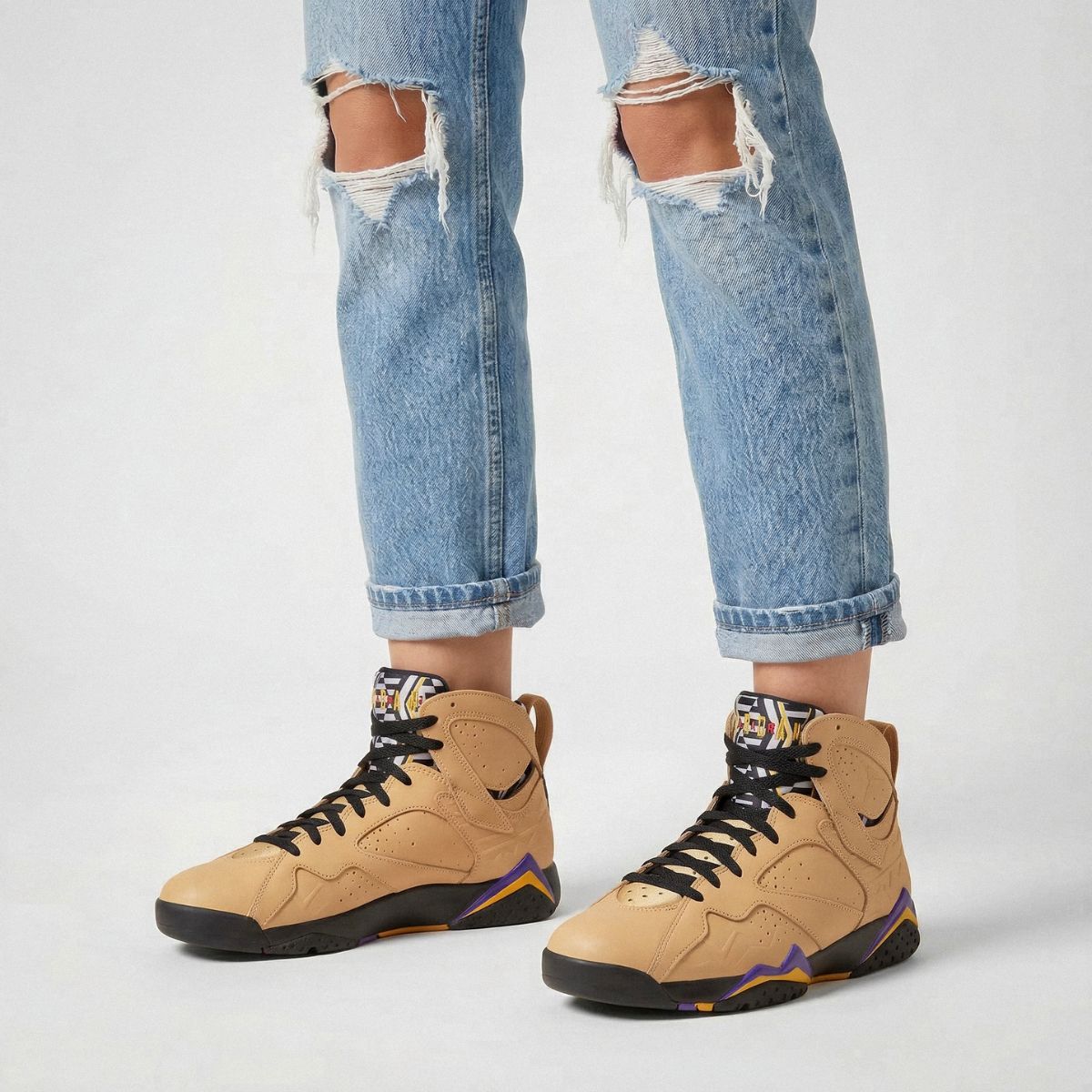 Replacement laces for Nike Air Jordan 7 Retro SE Afrobeats Vachetta Tan Taxi sneakers, flat shoelaces by Kicks Shoelaces