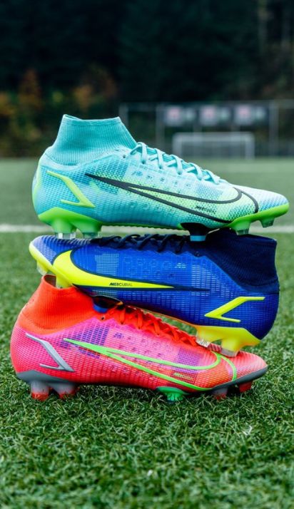 Soccer cleats stacked with replacement laces by Kicks Shoelaces