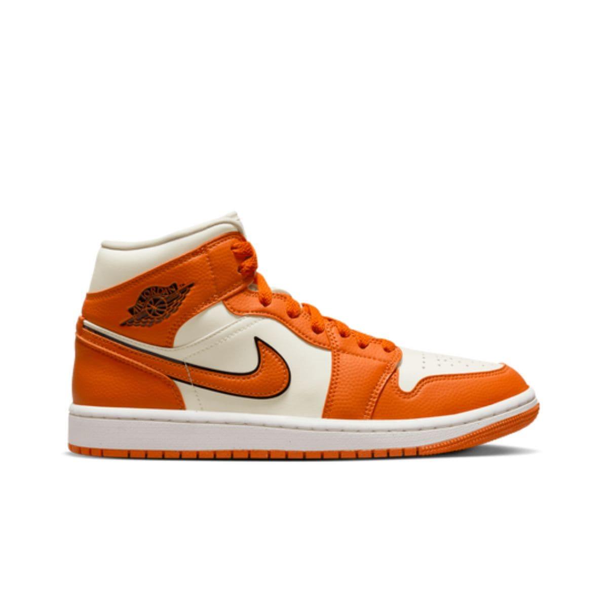 Jordan 1 sneakers with orange replacement laces by Kicks Shoelaces