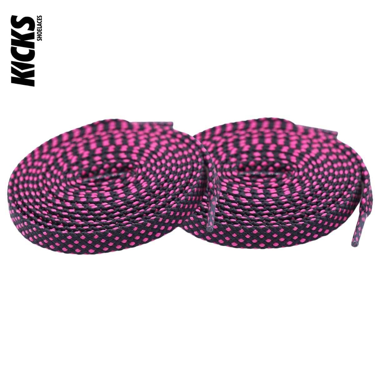 Black & Pink Patterned Shoelaces - Kicks Shoelaces