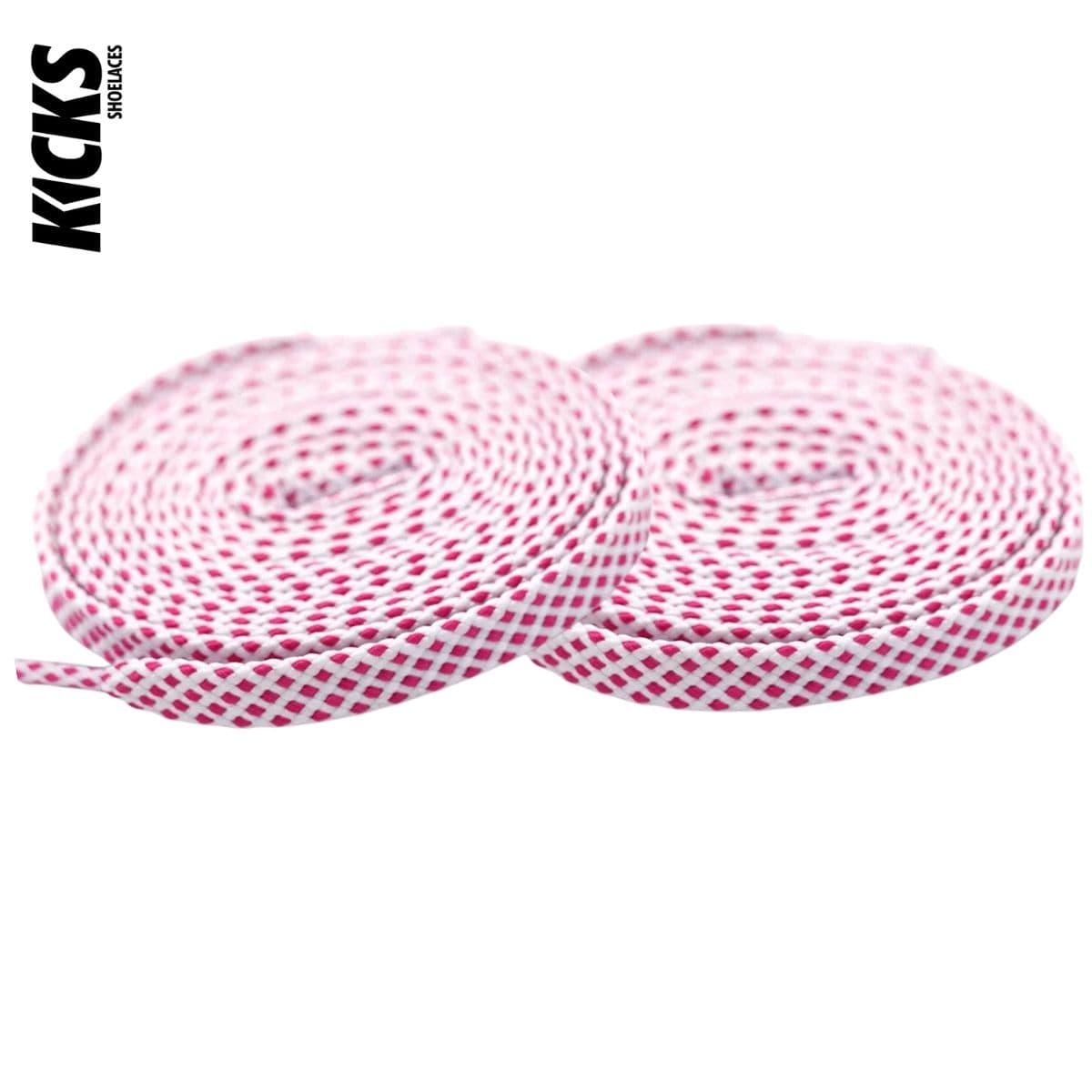 White & Red Patterned Shoelaces - Kicks Shoelaces