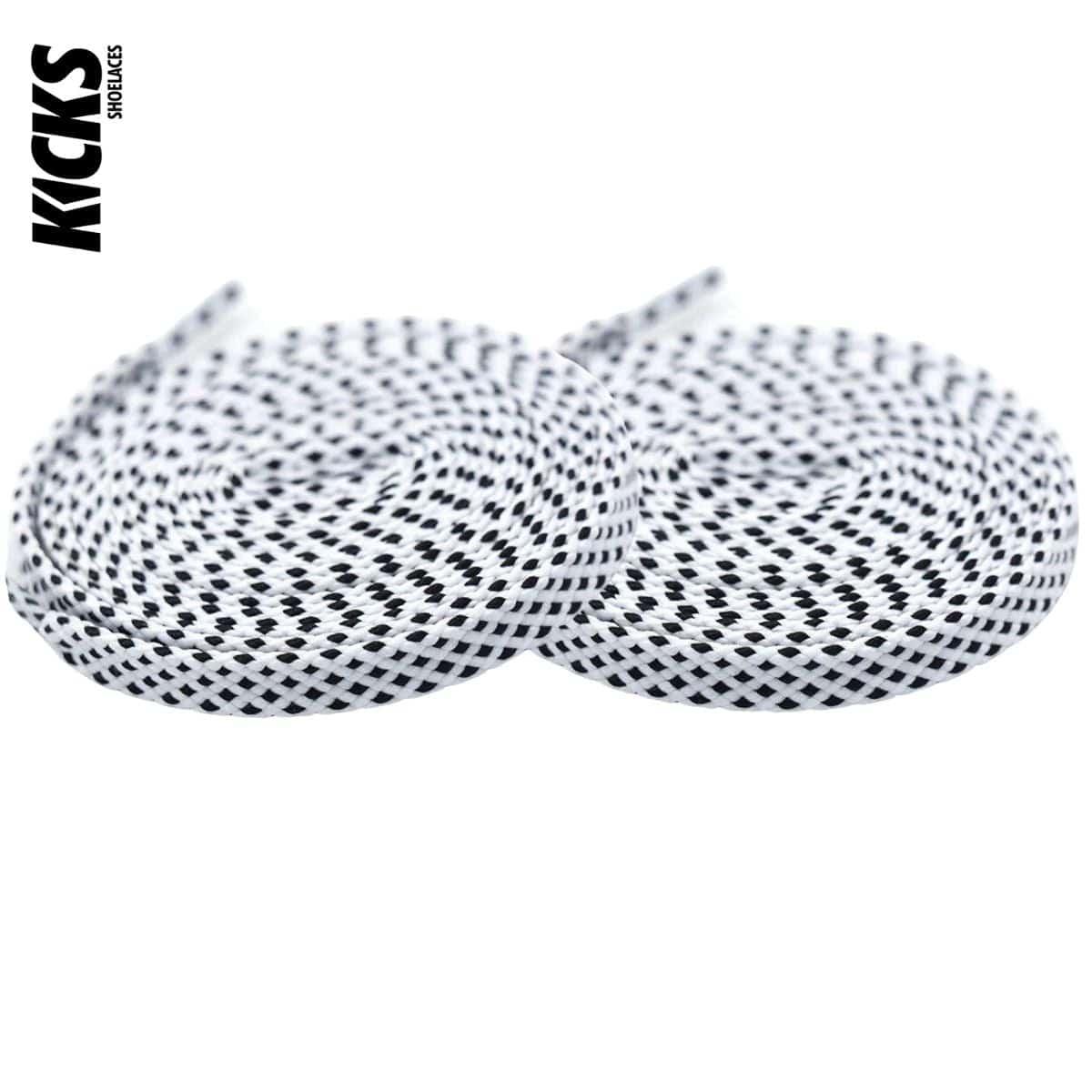 White & Black Patterned Shoelaces - Kicks Shoelaces