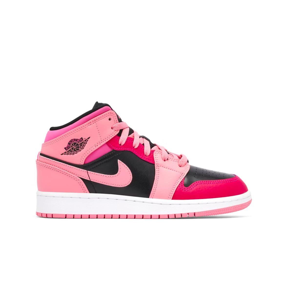 Jordan 1 sneakers with pink replacement laces by Kicks Shoelaces