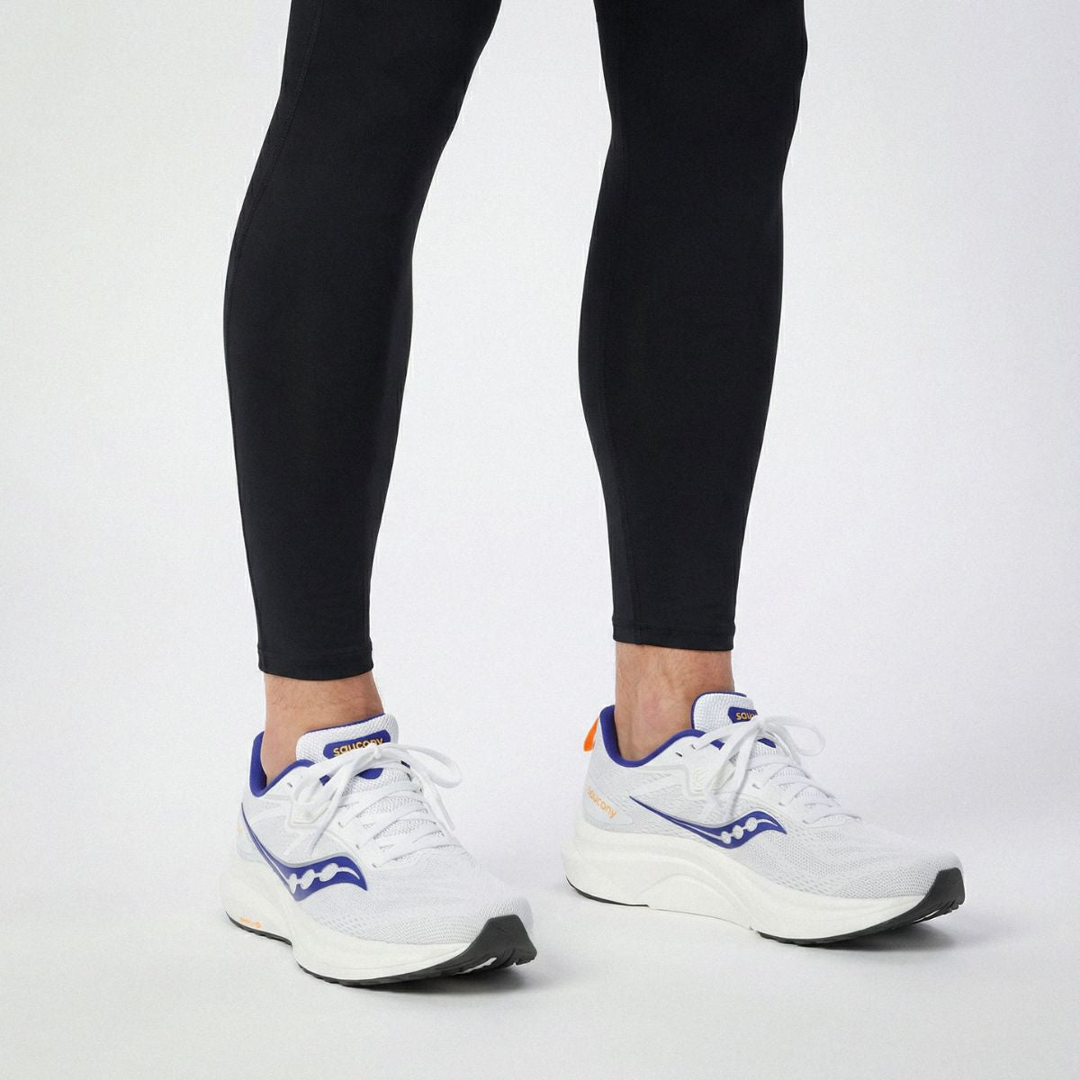 white replacement shoe laces for Saucony Tempus 2 running shoes by Kicks Shoelaces.