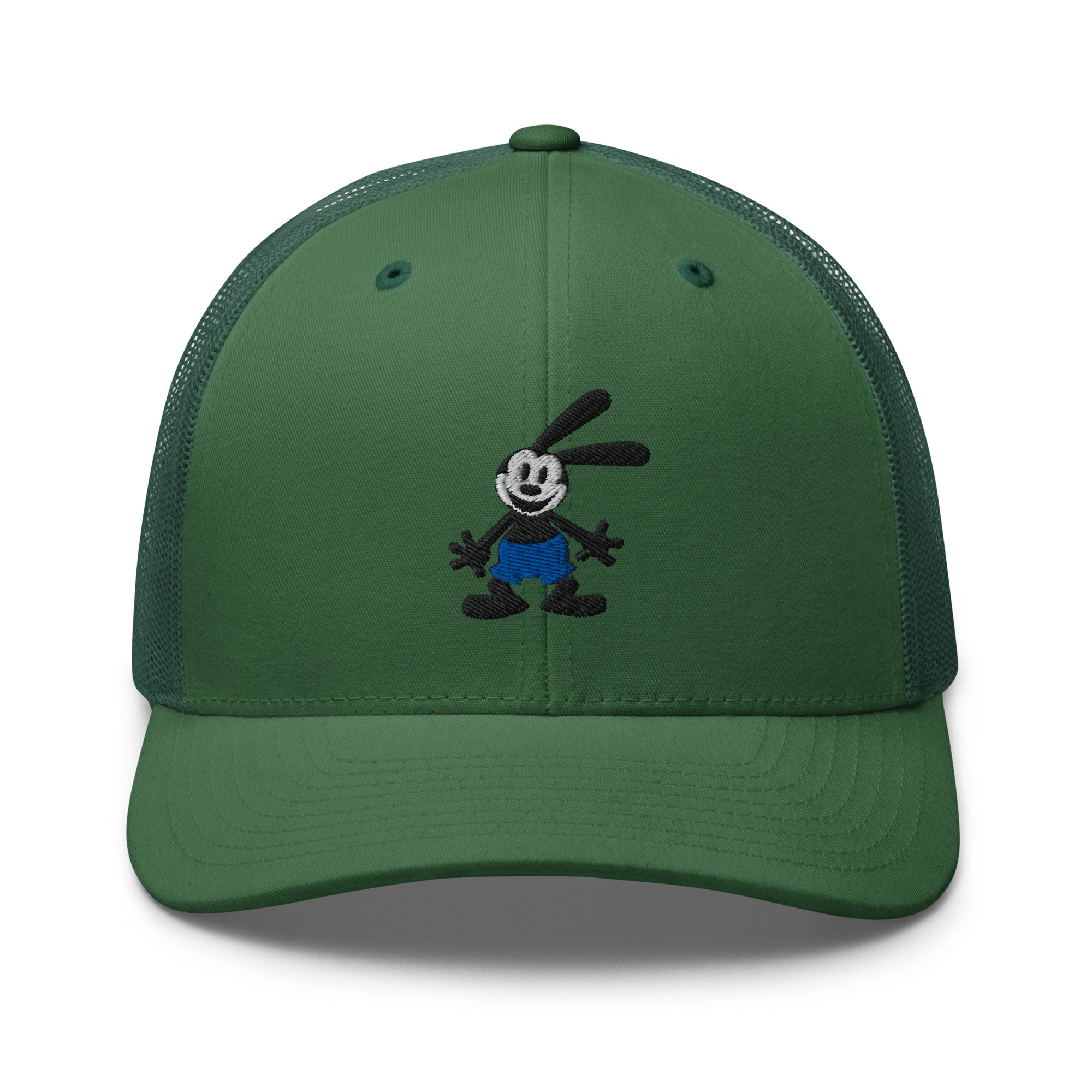 Green retro trucker hat featuring a 1928 Oswald design from Disney’s early animation era
