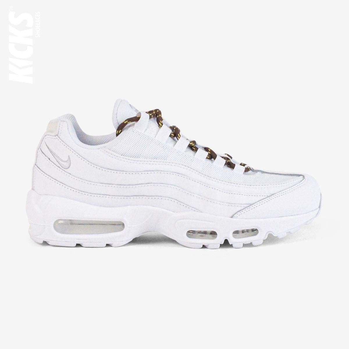 athletic-shoe-laces-in-dark-brown-and-yellow-on-white-sneakers