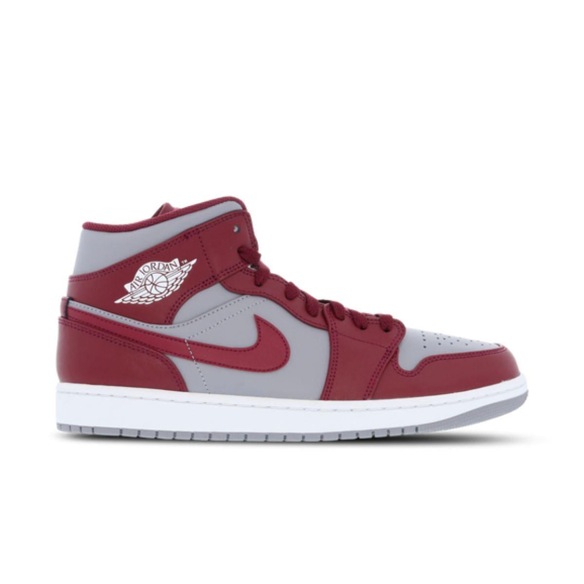 Jordan 1 sneakers with Wine Red Replacement Laces by Kicks Shoelaces
