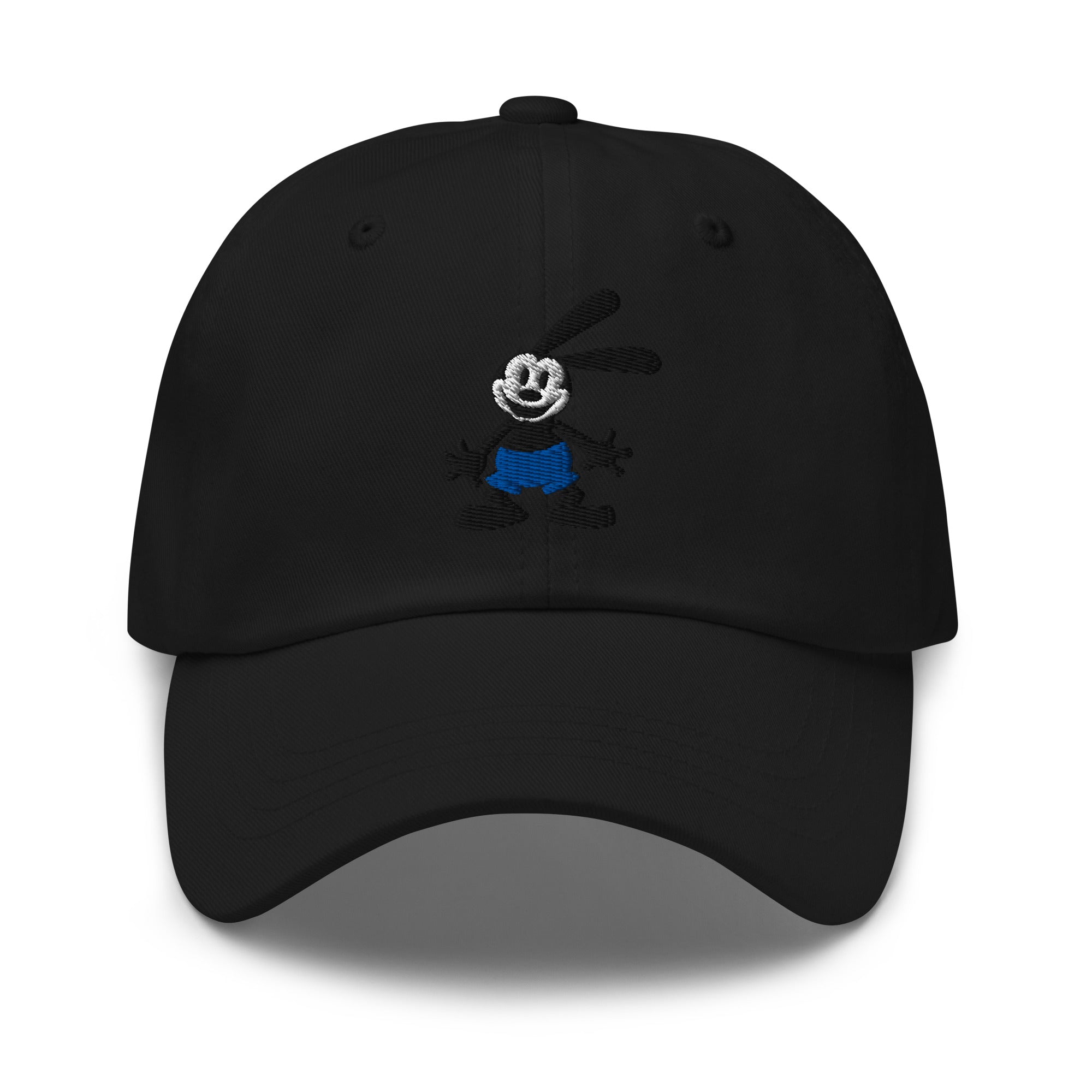Black dad hat featuring a 1928 Oswald design from Disney’s early animation era