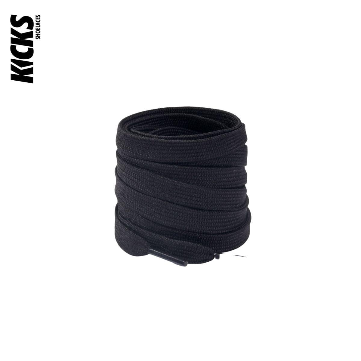 Black flat replacement laces for Nike Dunks shoes and sneakers by Kicks Shoelaces