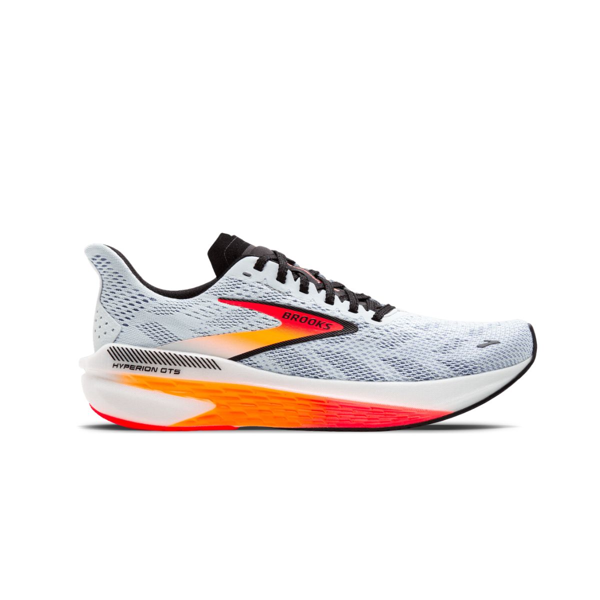 A pair of Brooks Hyperion GTS 2 running shoes with replacement sawtooth laces by Kicks Shoelaces.