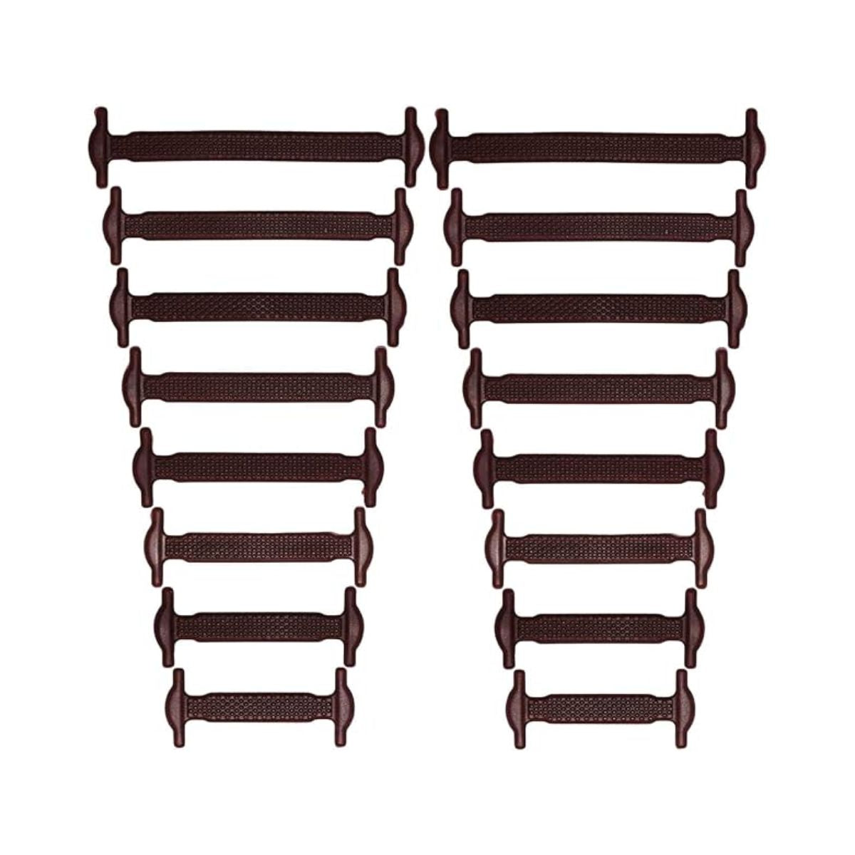 Brown silicone no-tie shoe laces for sneakers transforming shoes into slip-ons by Kicks Shoelaces.