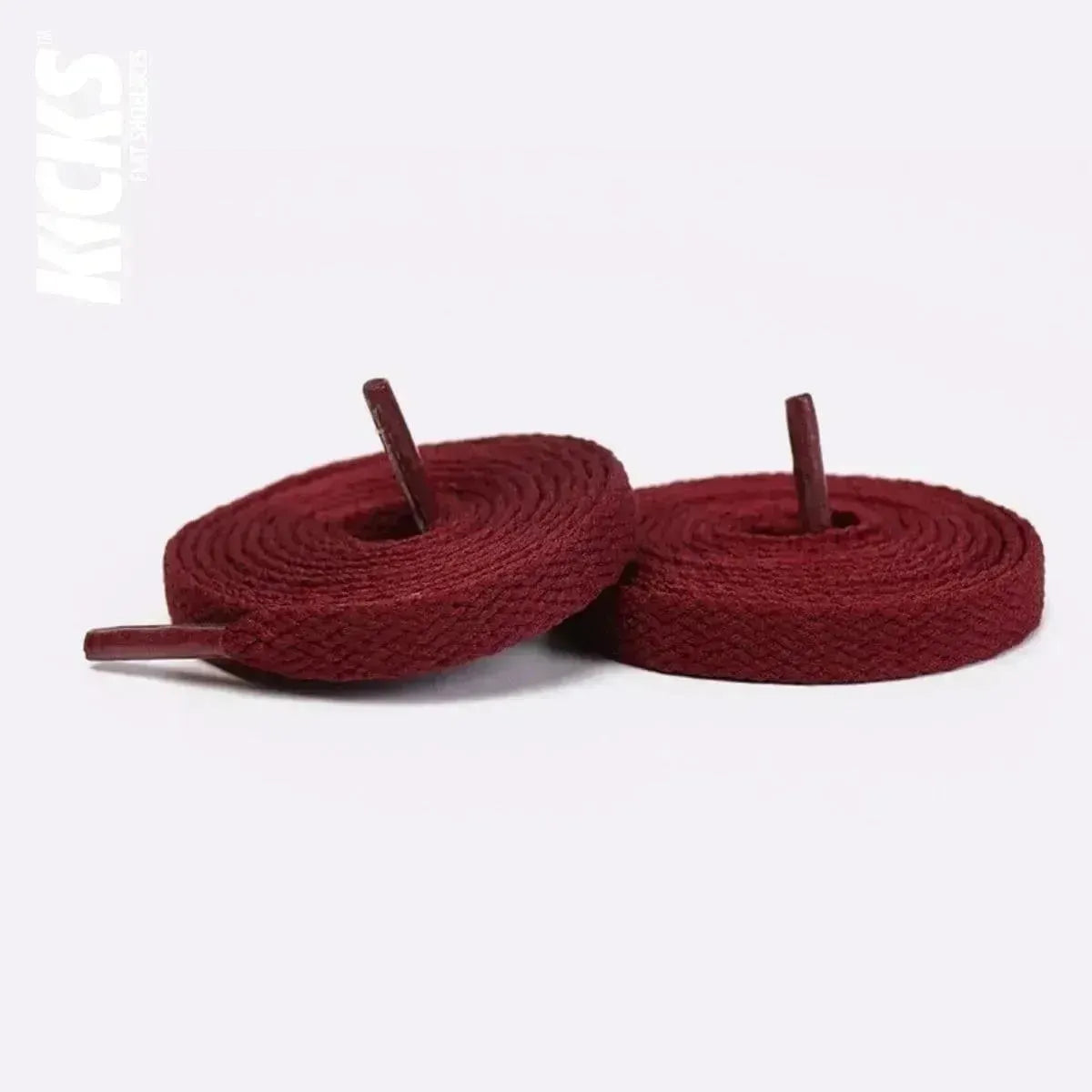 Wine red shoelaces for shoes, sneakers, and trainers, versatile replacement laces for everyday footwear by Kicks Shoelaces