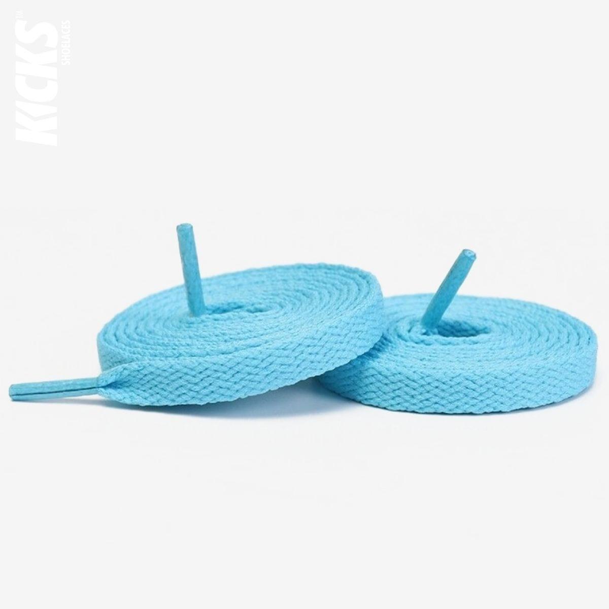 Nike Air Max sneakers with pastel blue shoelaces for shoes, sneakers, and trainers by Kicks Shoelaces.