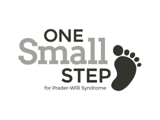 Logo with 'One Small Step for Prader-Willi Syndrome' text and a foot icon on a white background.