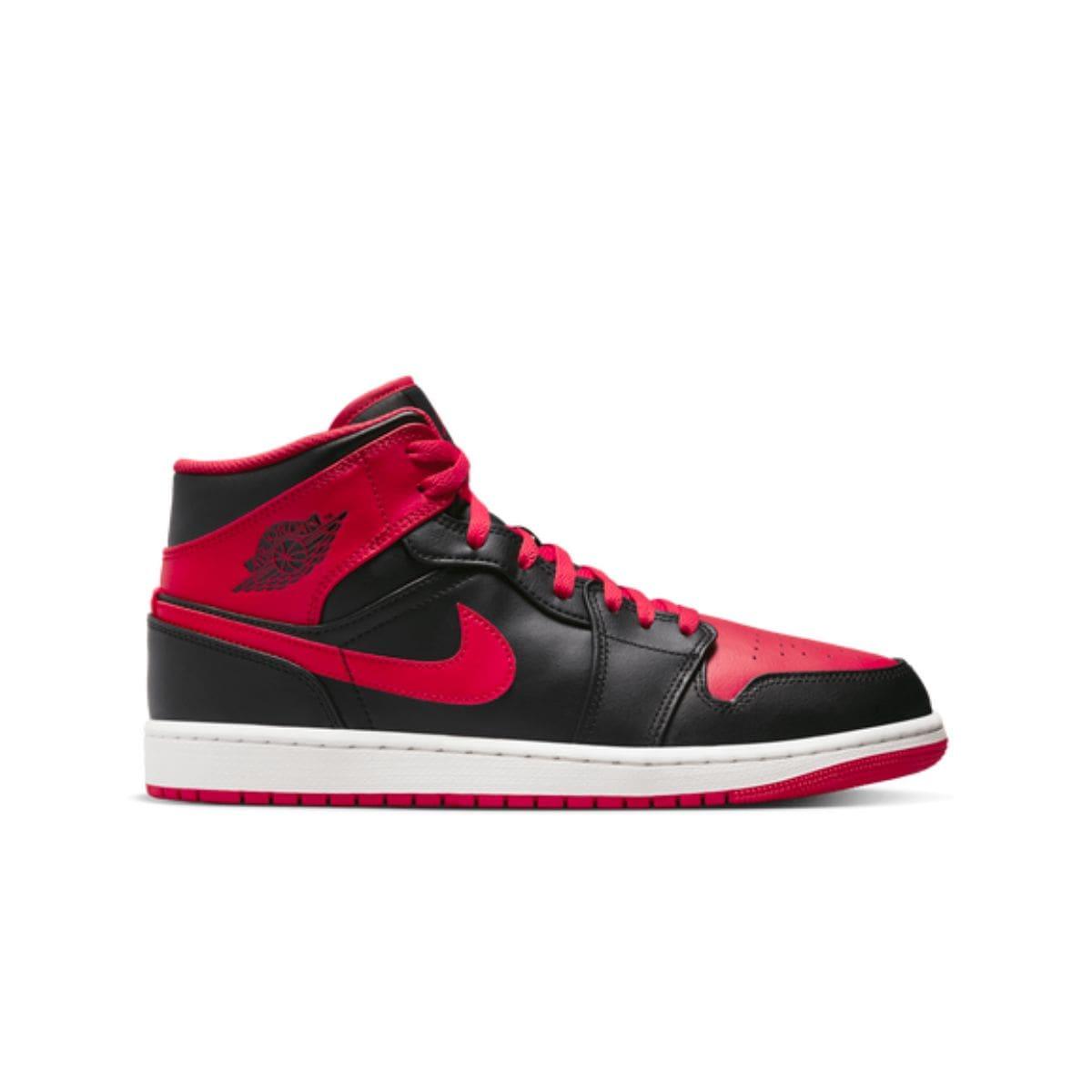 Jordan 1 sneakers with red replacement laces by Kicks Shoelaces