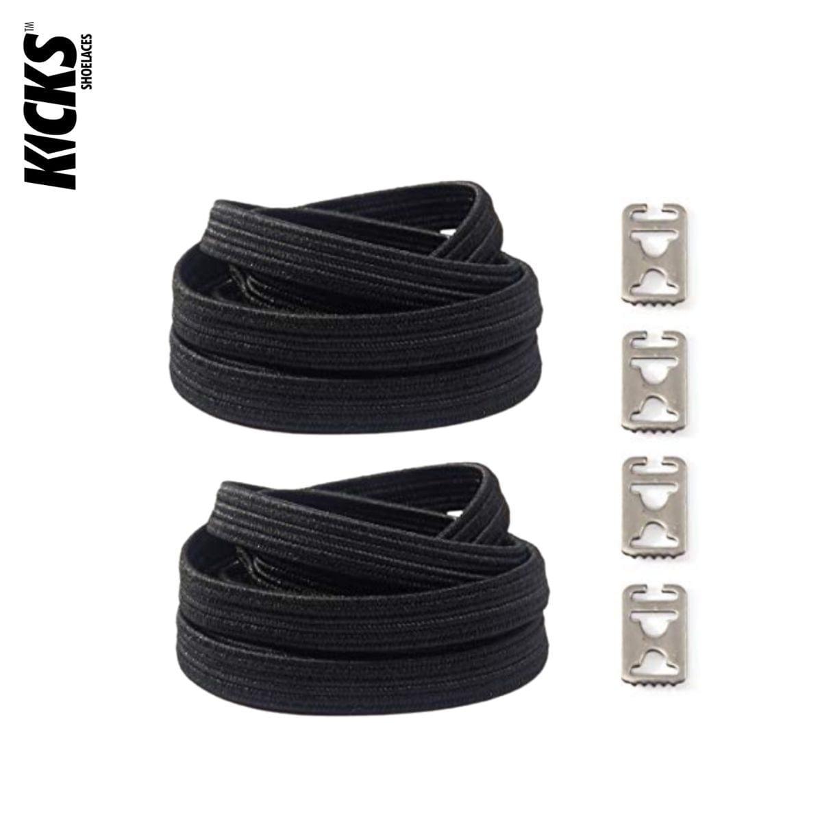 Replacement for Shoe Laces Black No-Tie Shoelaces - Kicks Shoelaces