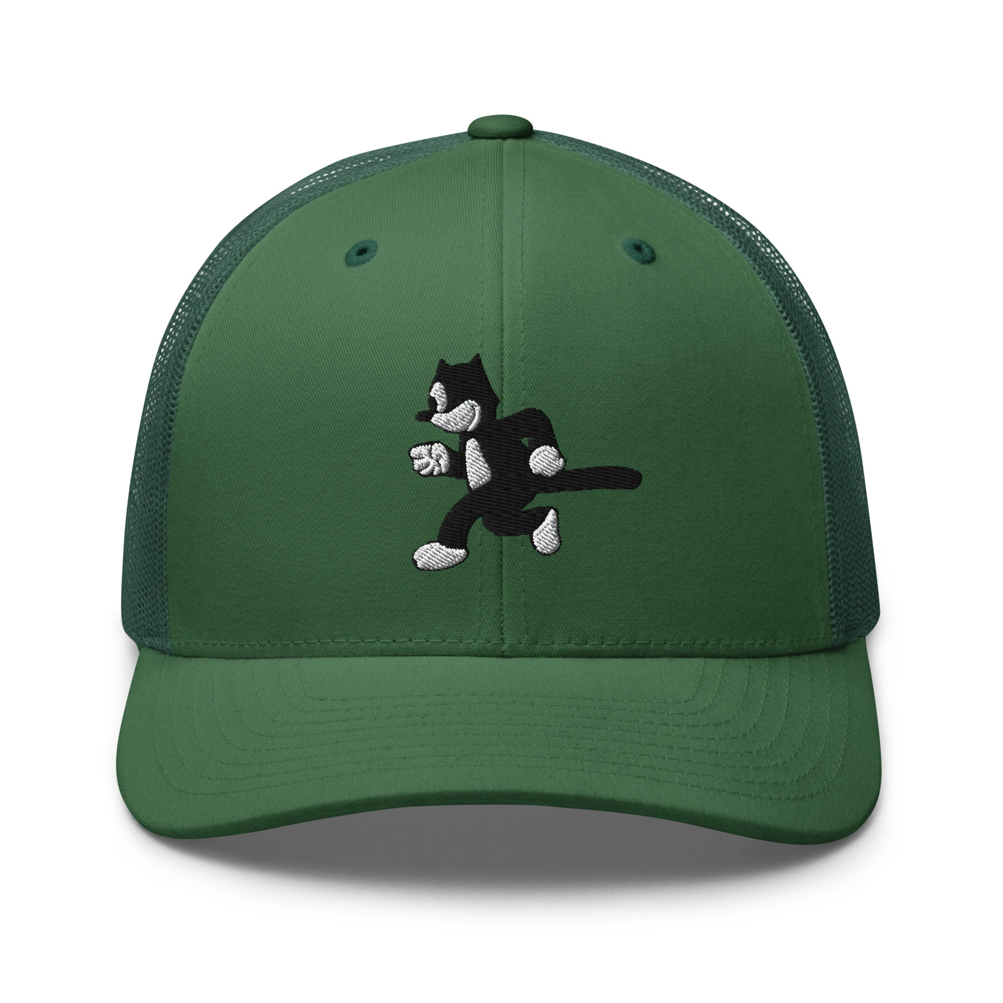Evergreen trucker hat featuring a 1925 Julius the Cat design from Disney’s early animation era