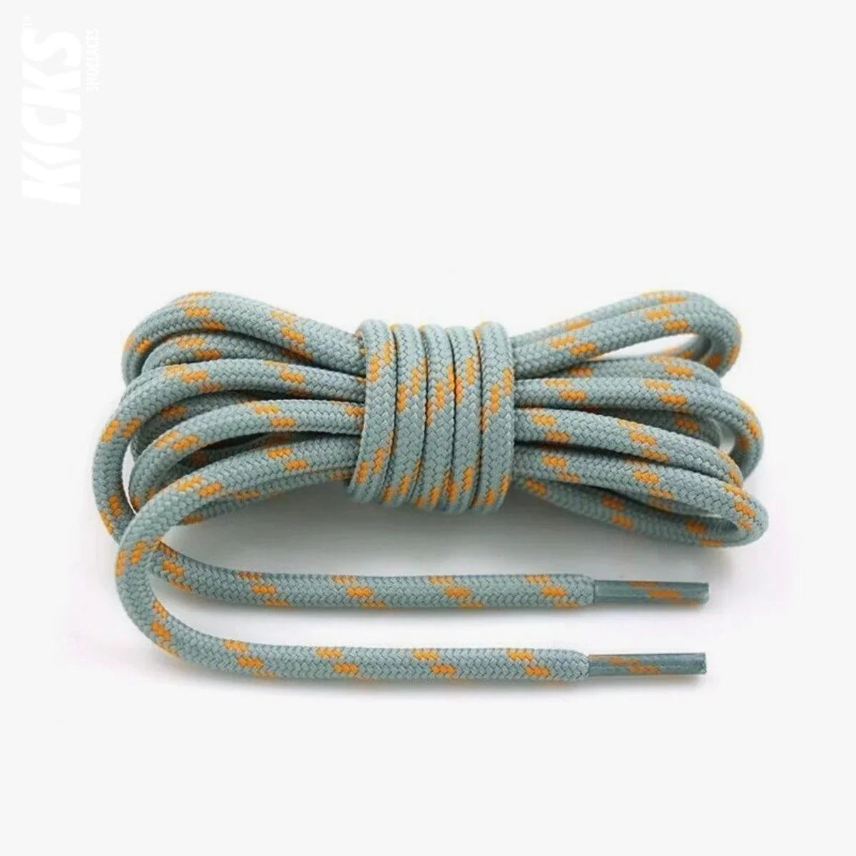 Round light grey and orange replacement hiking boot laces for walking shoes and outdoor footwear