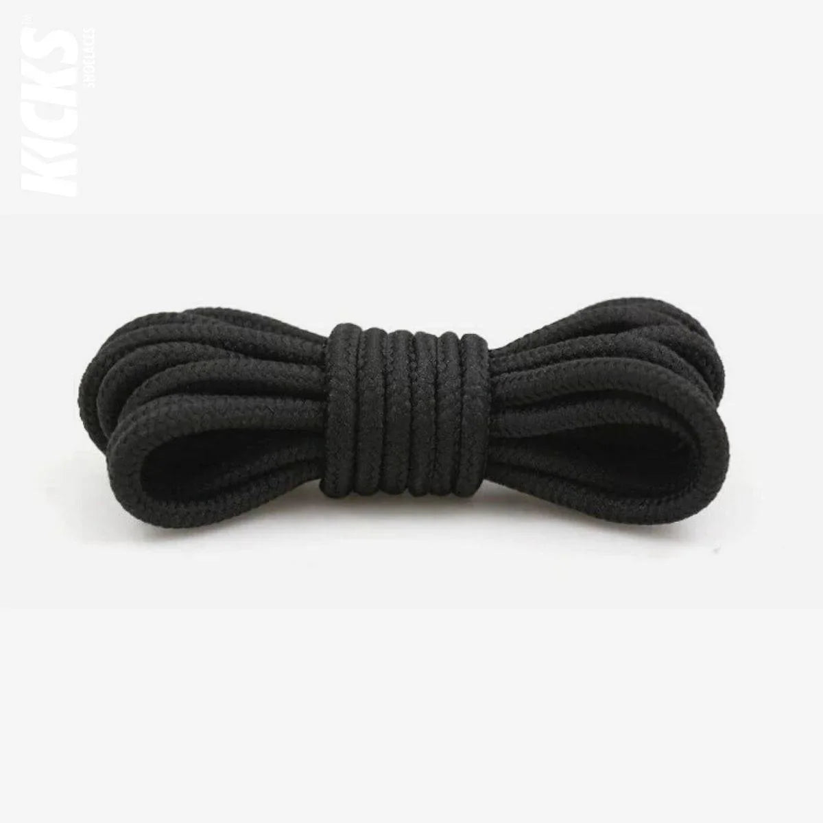 Black round shoestrings for sneakers, replacement laces by Kicks Shoelaces