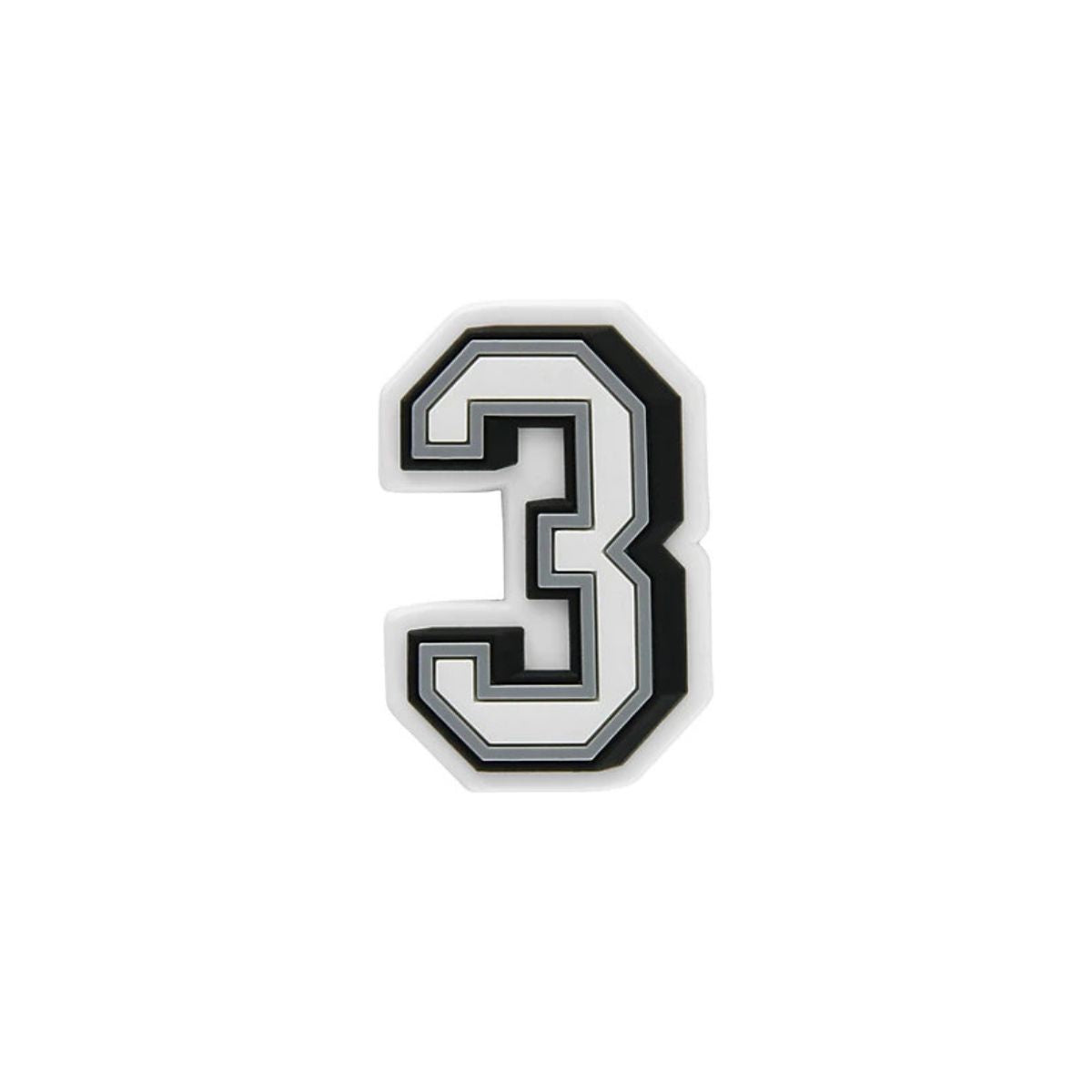 Varsity number 3 shoe charm compatible with Crocs and clogs