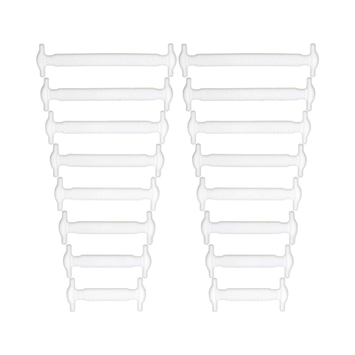 White silicone no-tie shoe laces for sneakers transforming shoes into slip-ons by Kicks Shoelaces.